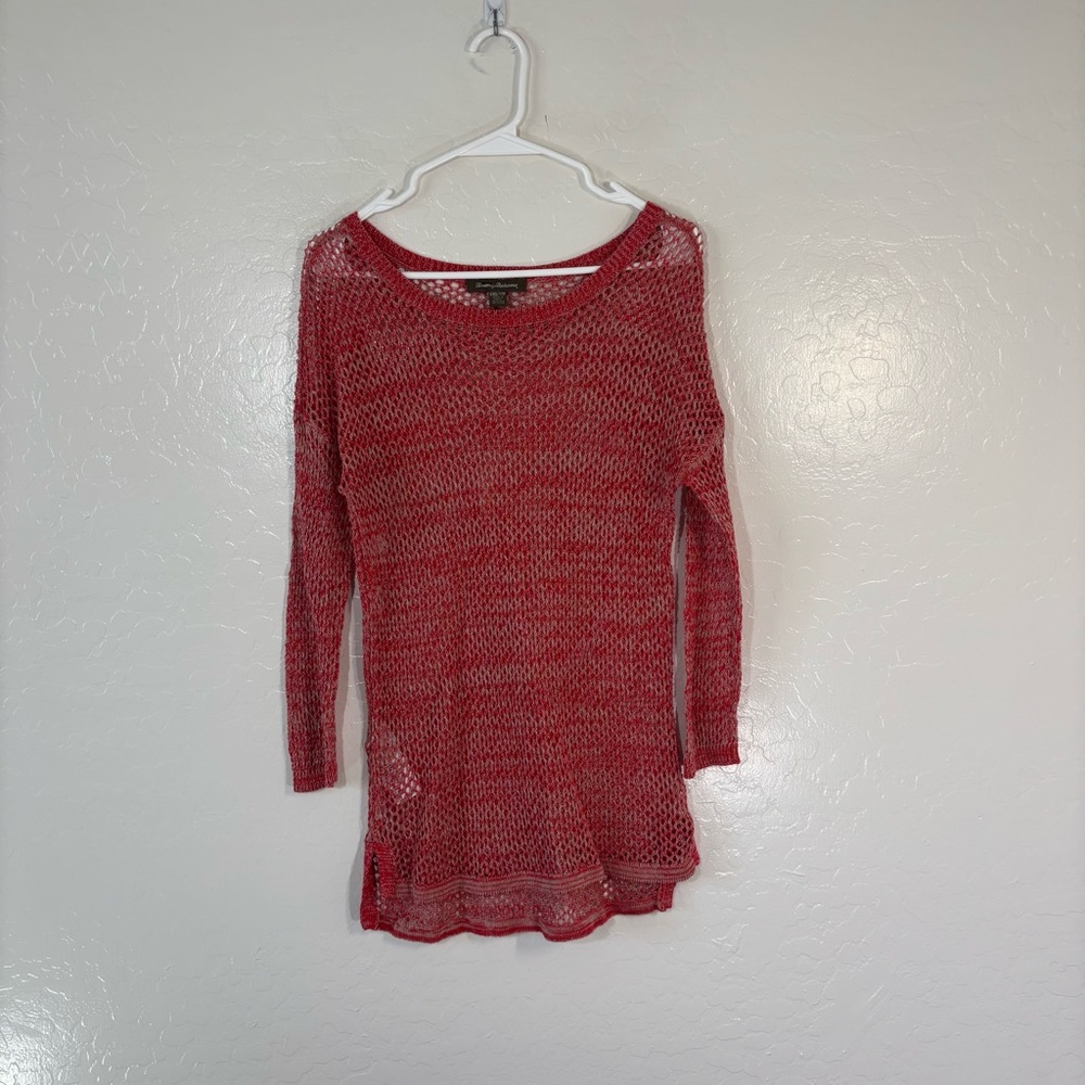 Womens Size XXS Tommy Bahama Open Weave Linen Blend Sweater Top